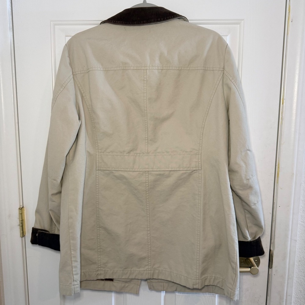 LL Bean Women's Adirondack Barn Coat Tan Canvas Flannel Lined 0 JXT7 Small Reg - Picture 2 of 9